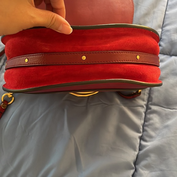 Chloe Calfskin Suede Medium Nile Bracelet Bag Intense Red - Picture 8 of 8